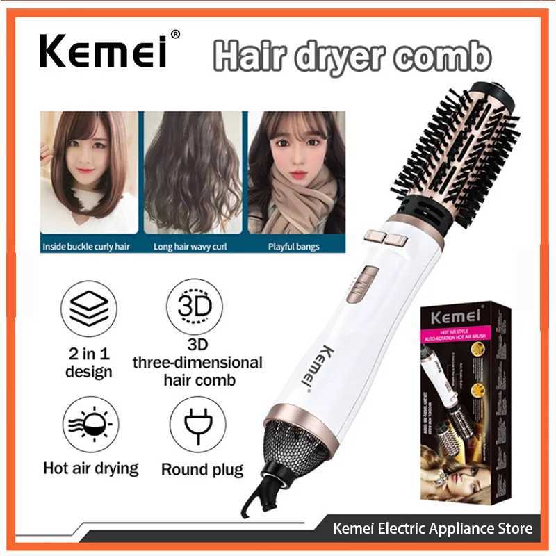 Kemei km-8020 Adjustable Temperature Quick Heating Multifunctional Electric Hair Dryer Curling Comb Straight Hair Comb W241018
