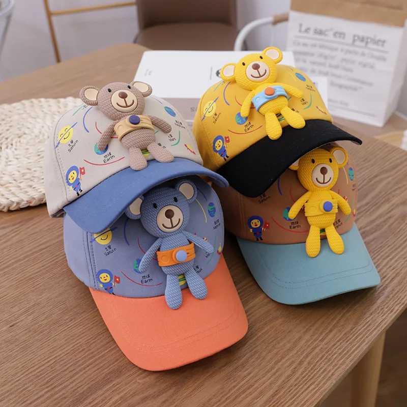 Baby Cap for Boys Girl Cute Bear Doll Adjustable Baseball Hat Children Spring Summer Outdoor Sunshade Casual Hats 2-3Y LX241018
