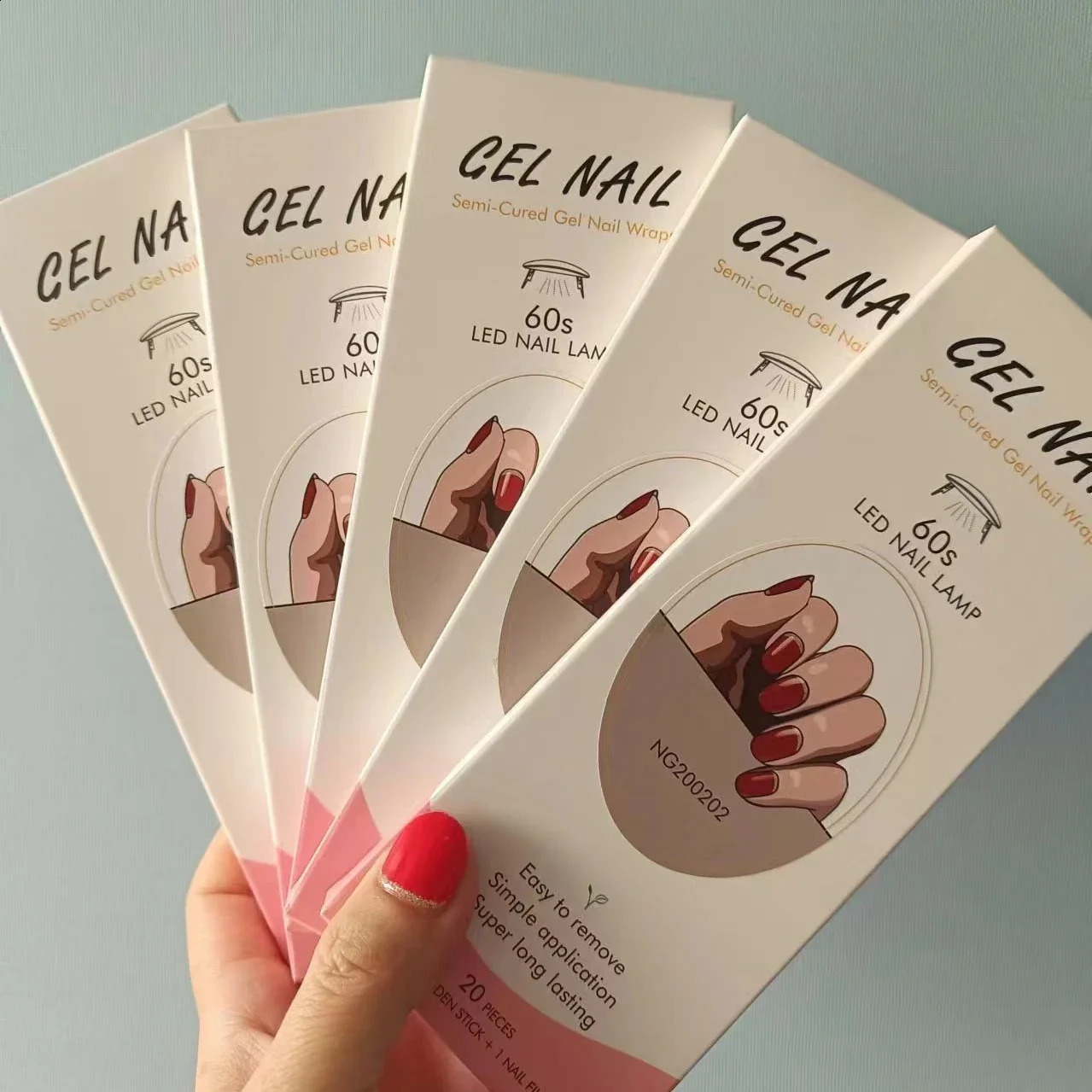 20Tips/Sheet Semi-Cured Gel Nail Patch Pink Tulip Flower Adhesive Sliders Long Lasting Full Cover Nail Stcikers UV Lamp Need 241017
