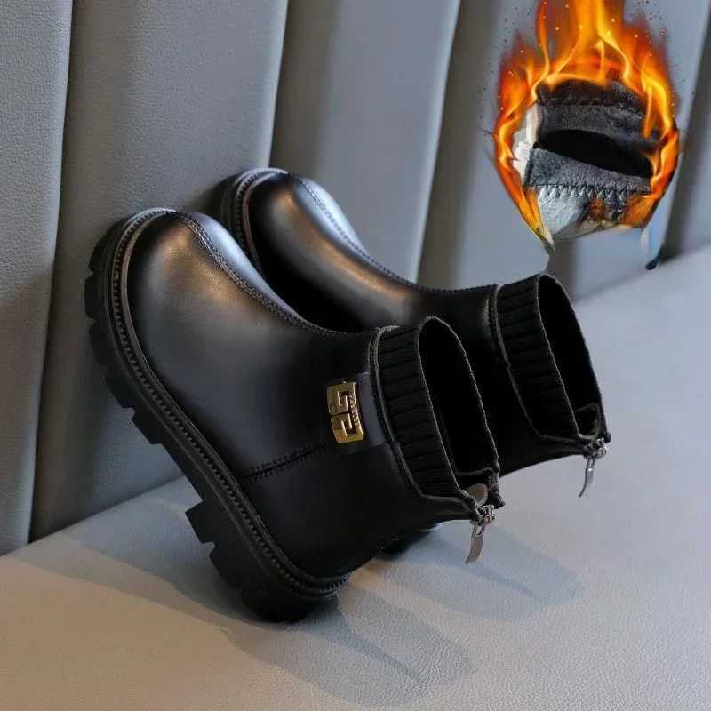Boots Girls Boots Childrens Shoes 2024 Autumn Winter New Girls Short Boots Velvet Warm Medium Long Boots Girls Boots Botas Ni a H241018