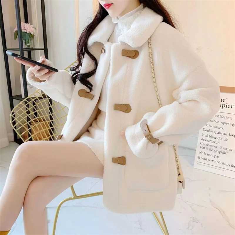 Autumn And Winter 2024 New Fashion All-in-one Korean Version Loose Short Lamb Wool Coat Female Lamb Velvet Long Sleeve FemaleX241018
