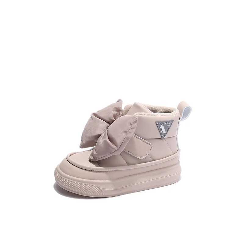 Boots 2023 New Bow Girls Short Boots Versatile Hook Loop Soft Classic Korean Kids Non-slip Breatheable Autumn Winter Flats Boys Boot H241018