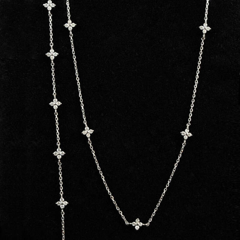 S Gold Plated Clover Starry Sky Necklace Simple Zircon Sier Women's Style Elegant Commuter