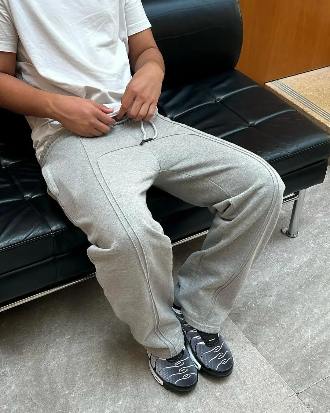 High Street Trendy Straight Casual Pants American Harajuku Retro Splicing Oversized Sweatpants Men Personalized Streetwear 241018