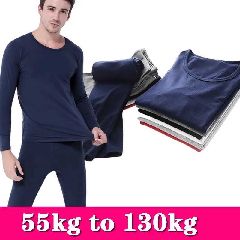 Men's Thermal Underwear Long Johns winter hot underwear mens Largo long underwear 2-piece set top pants cotton oversized mens clothing Y241018ZE6