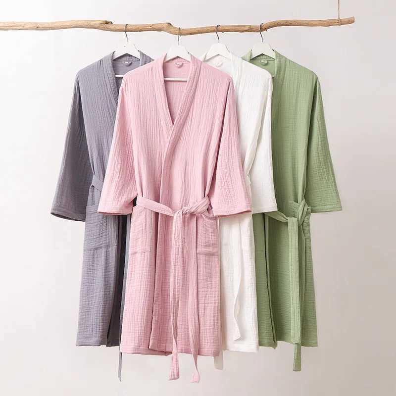 3 Ply Gauze Robe 100% Cotton Unisex Robe Bath Robe For Men And Women Soft highly absorbent Robe Females Casual Home BathrobesXJ241018