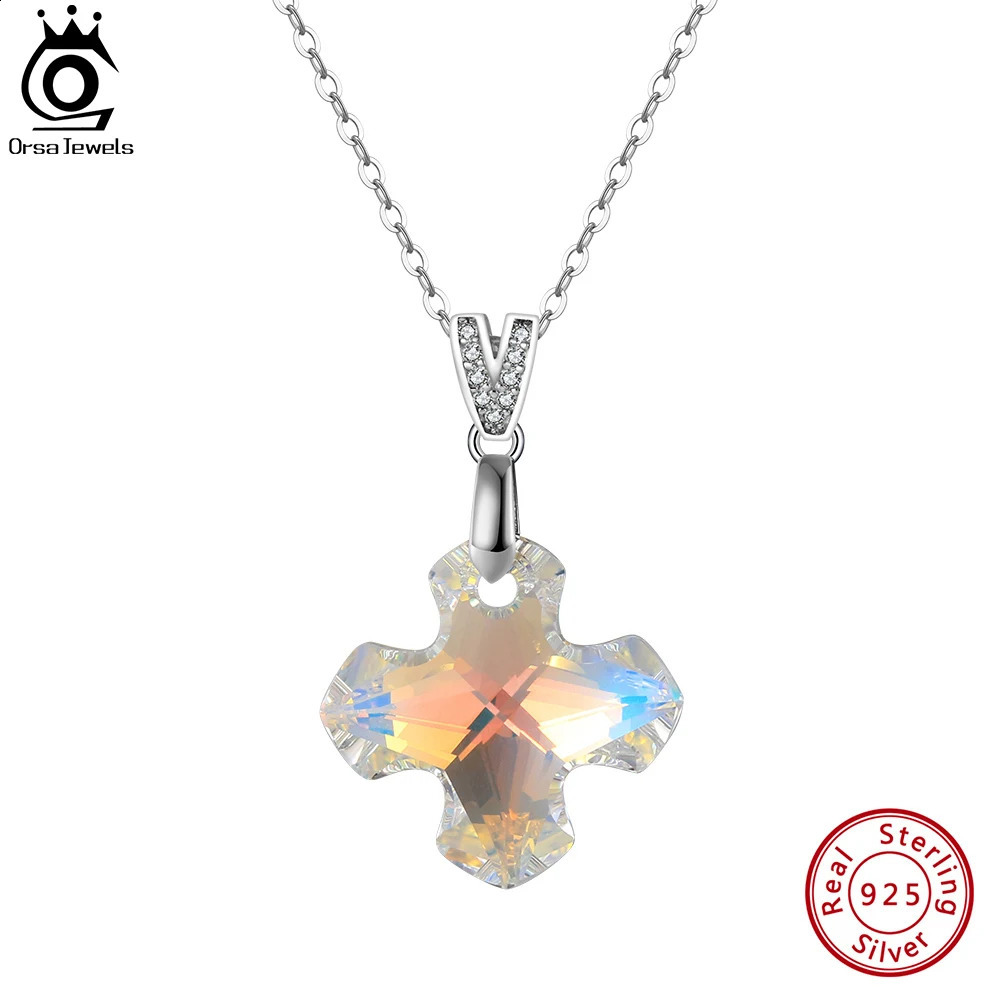ORSA JEWELS pendant necklace suitable for women to participate in fashion jewelry 925 sterling silver Austrian crystal romantic chain SWN27 241018