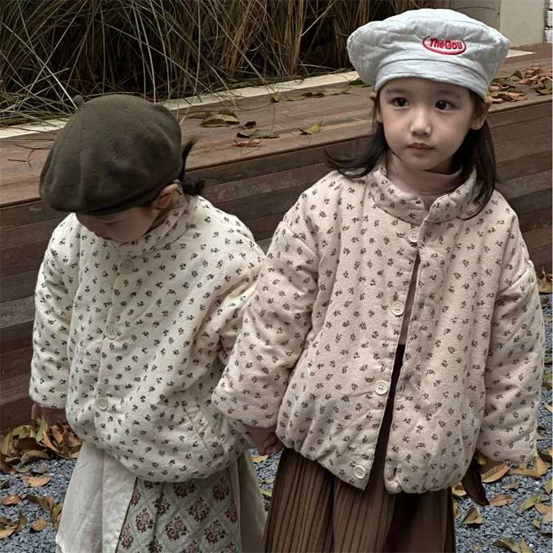 Girls outerwear jacket winter cotton windproof latest warm and velvet thick high-quality childrens clothing M241018