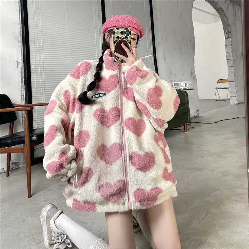 Lamb plush winter new cotton jacket for women loose and thick double sided cotton jacket winter coat women jacket womenX241018