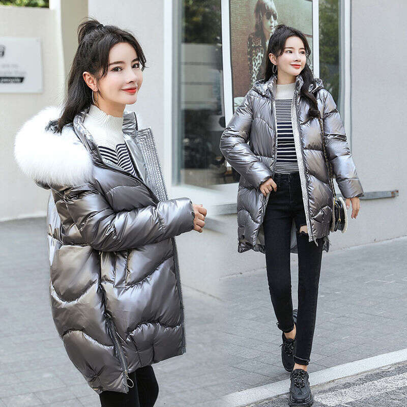 New Winter Parkas Women Glossy Down Hooded Parka Warm Female Cotton Padded Jacket Casual Outwear P985
