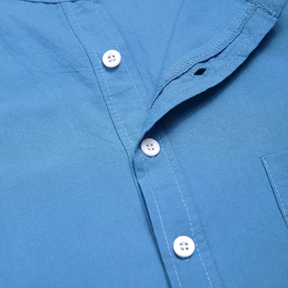 Causal Mens Sleep Robe Solid Color Long Sleeve Nightgown O Neck Button Up Leisure Men Bathrobe Homewear Long Shirt Kaftan ThobeXJ241018