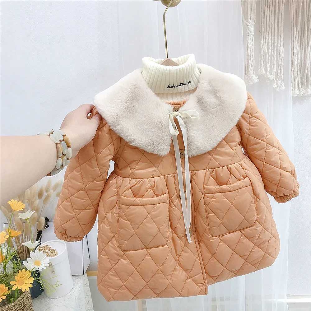 Girls outerwear cotton outerwear new warm and thick winter gift childrens clothing M241018