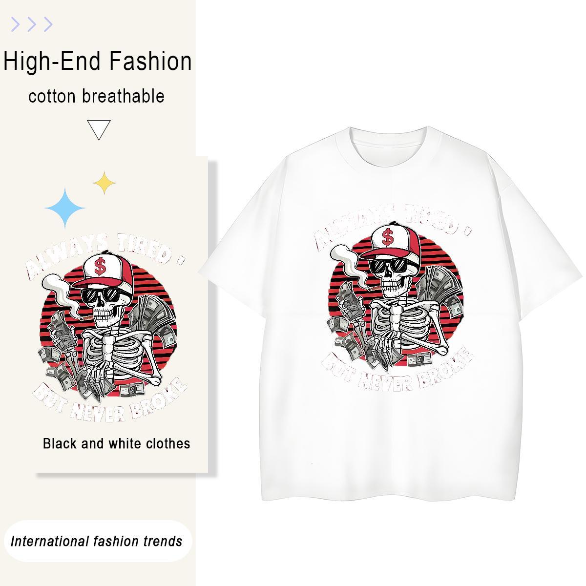 Casual New Women T Shirts 230g Cotton Breathable Crew Neck Summer Casual smoking Unisex Tshirts Designer Anime Oversized Tees Shirts