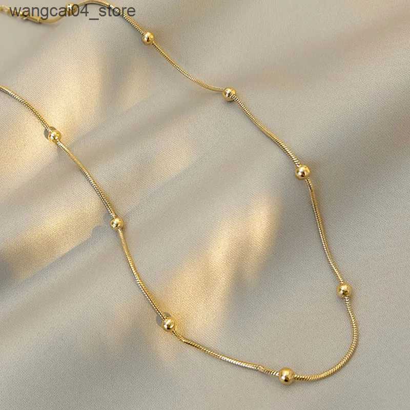 Chokers Popular 925 sterling silver round bead necklace minimalist charm necklace womens exquisite jewelry L240910