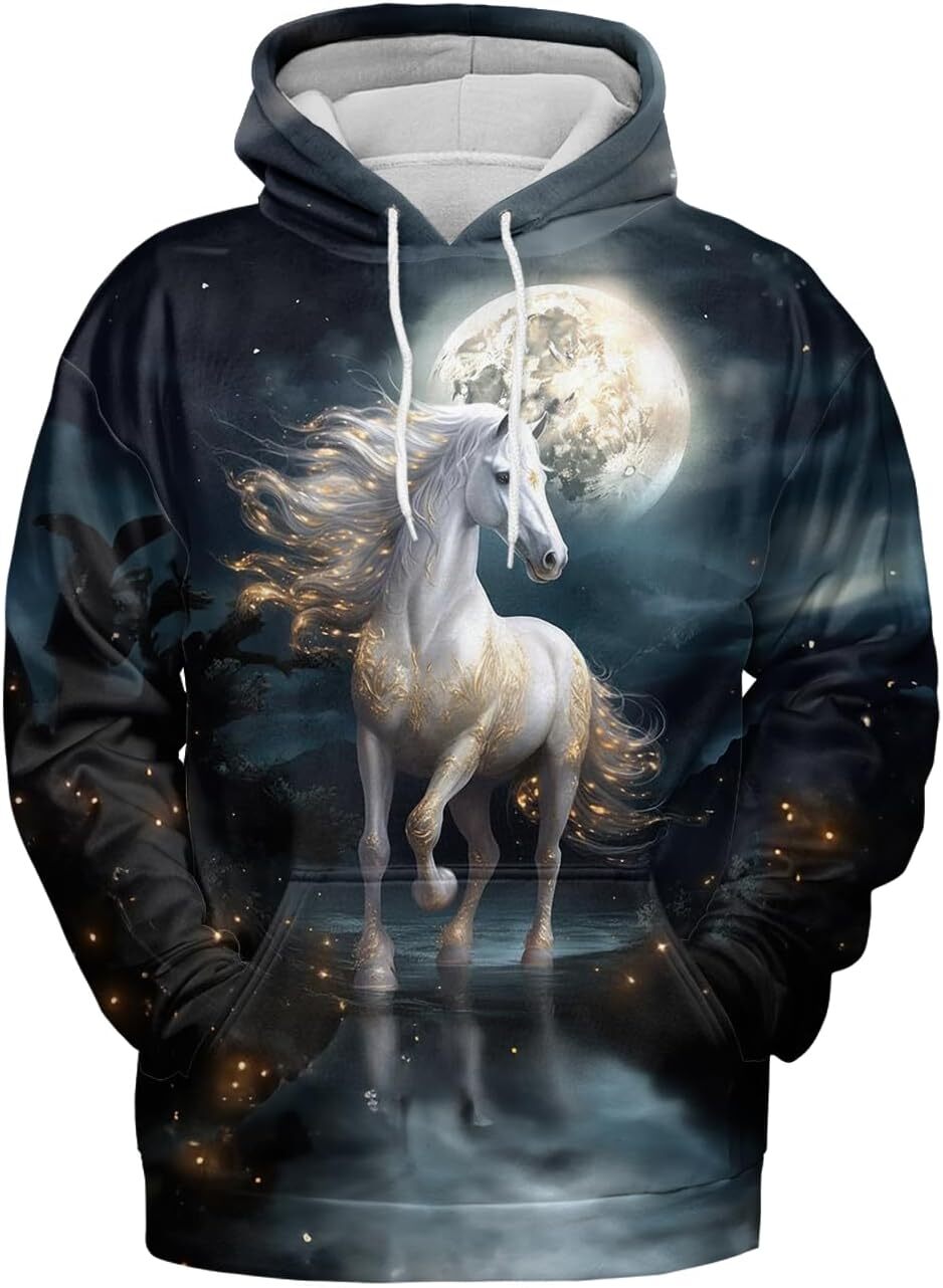 Hoodie for Mens Womens Horse Hoodies For Women 3D Print Design Pullover Horseback Riding Rodeo Hooded Sweatshirt Mens Animal Hoodie Graphic Trend and 