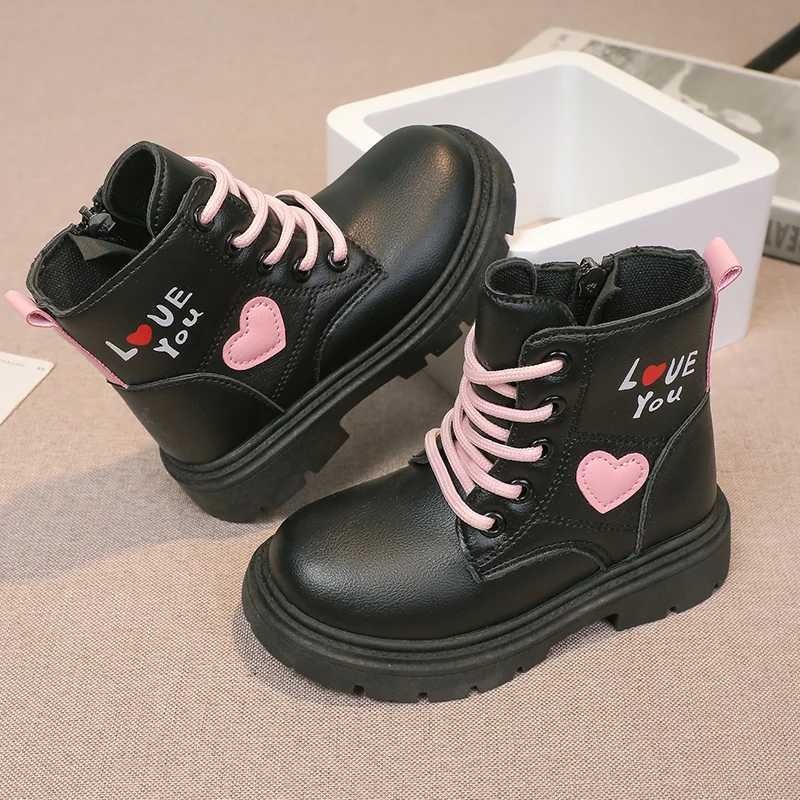 Boots Girls Ankle Boots Non-slip Kids Fashion Performance Boots Heart Children Princess Catwalk Boots Anti-Slippery Size 26-37 H241018
