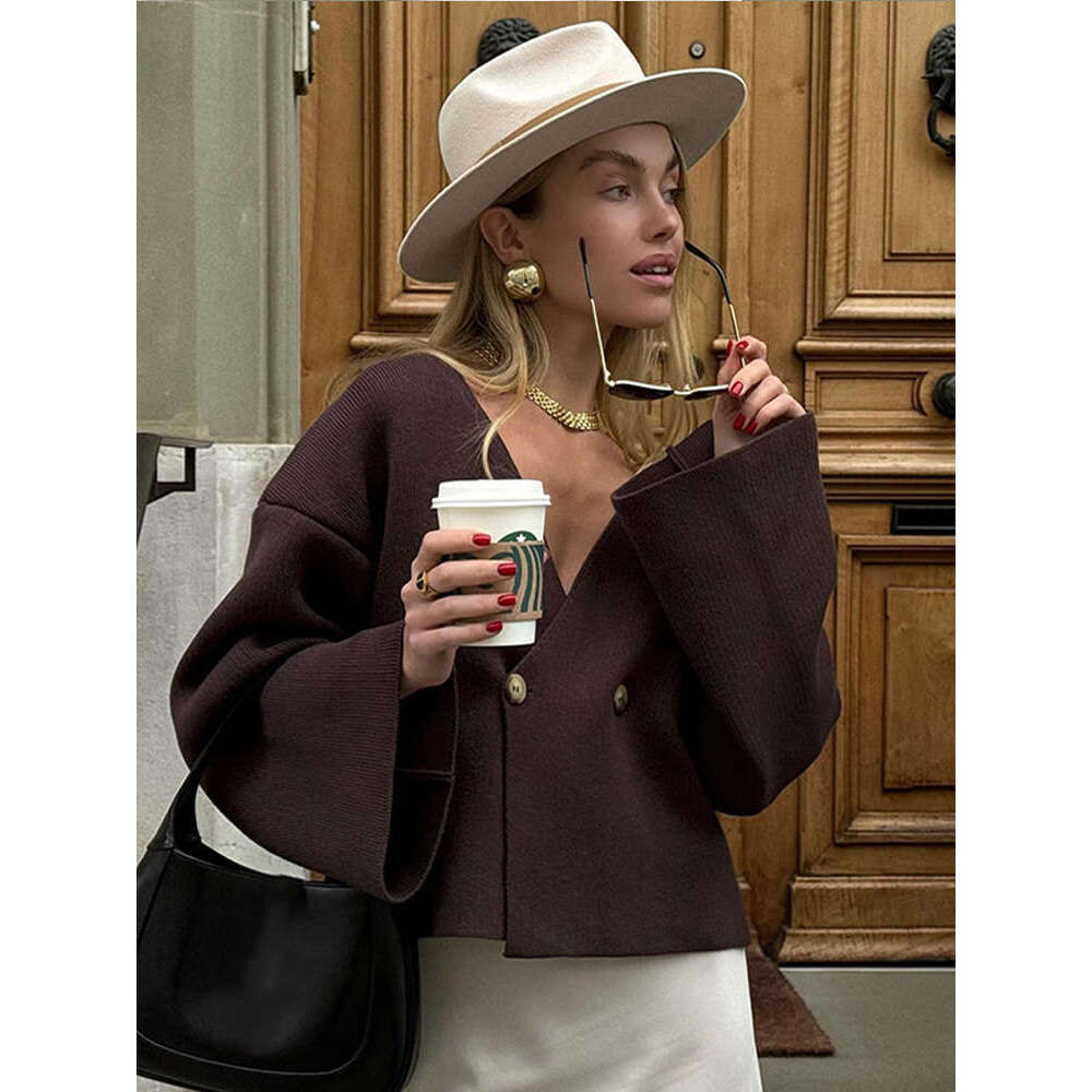 Women's Classic Solid Color Button Fashion Knitted Cardigan New Women Long Sleeves V Neck Elegant Cardigans Autumn Chic Knitwear