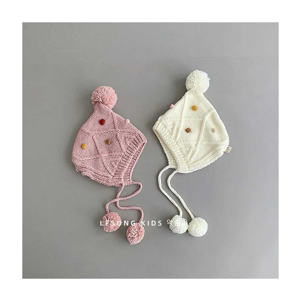 Newborn Beanies Baby Hat Pompon Winter Children Hat Knitted Cute Cap For Girls Boys Casual Solid Color Girls Hat Baby Beanies LX241018