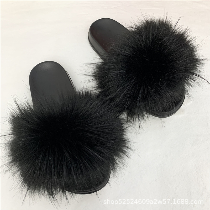 New Women S Men Slippers With Imitation Raccoon Fox Fur And Adhesive PVC For Home Use Ddmythur