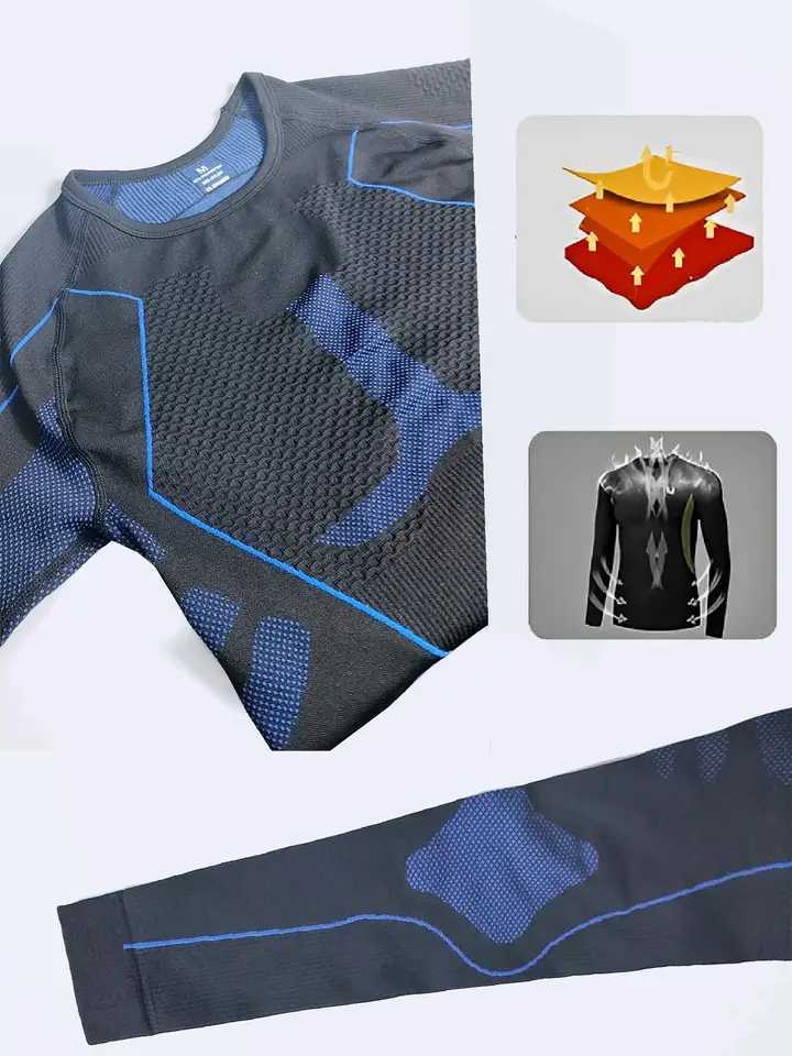Mens Thermal Underwear 2piece mens thermal underwear set quick drying long sleeved top comfortable high elasticity breathable and tight fitting suit Y