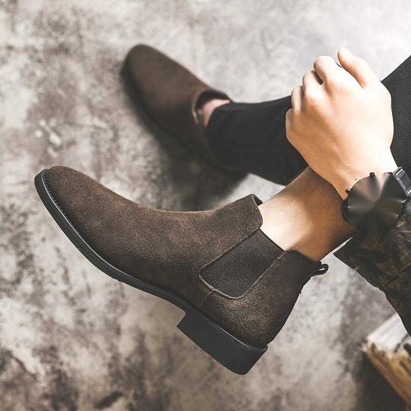 Martin Boot Chelsea Boots Mens Winter High Top Plush Ankle Boots Mens Boots Korean Versatile Short Boots Fashion Boots 240927