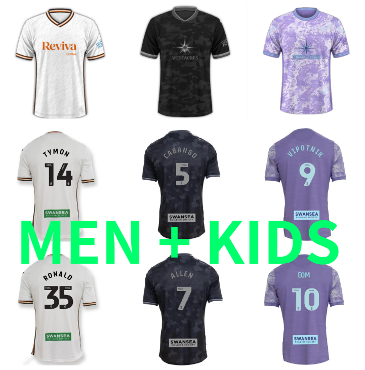 2024 2025 Swansea Soccer Jerseys City GRIMES GINNELLY TYMON COOPER CABANGO CULLEN RONALD EOM VIPOTNIK 24 25 football shirt men kids kits