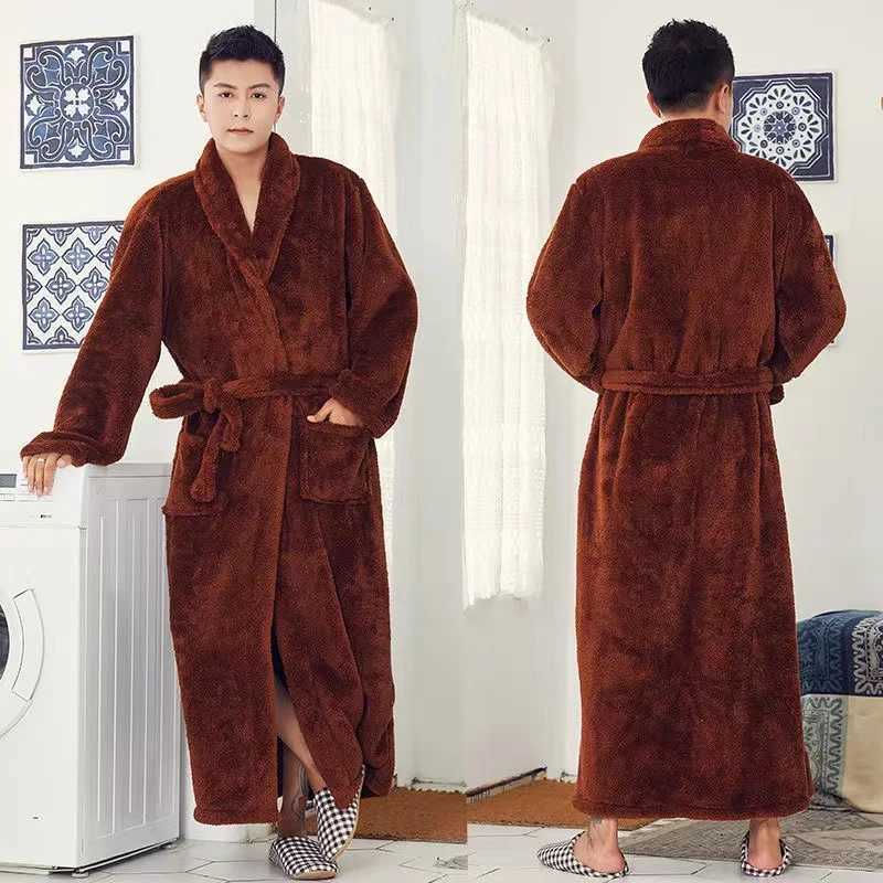 Pajamas mens winter evening gown sleeping robe Noble elegant atmosphere bath bathrobe thickened and extended bathrobe rest lounXJ241018