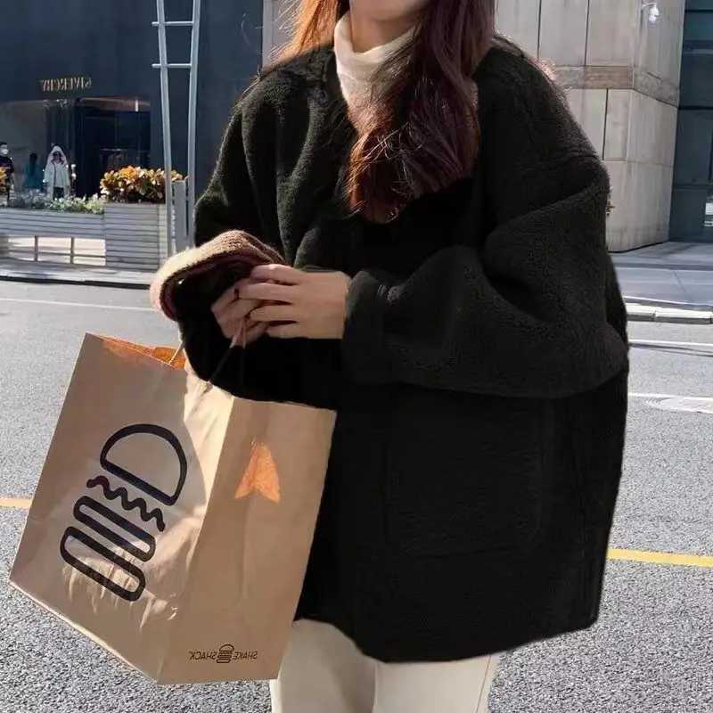 Korean Chic Coat Women Autumn Winter Lamb Wool Jacket Fleece Jacket Thick Warm Coat Women Clothing Short TopsX241018