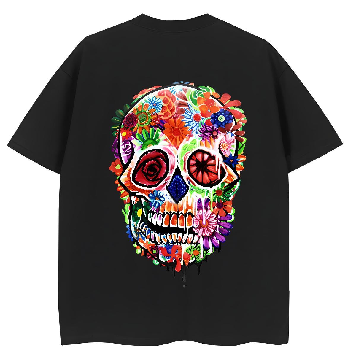 Classic T-Shirts 230g Cotton Breathable Crew Neck High Street Hip Hop skull Tshirt for Man Woman Loose Custom Print Plus Size Tops Shirt