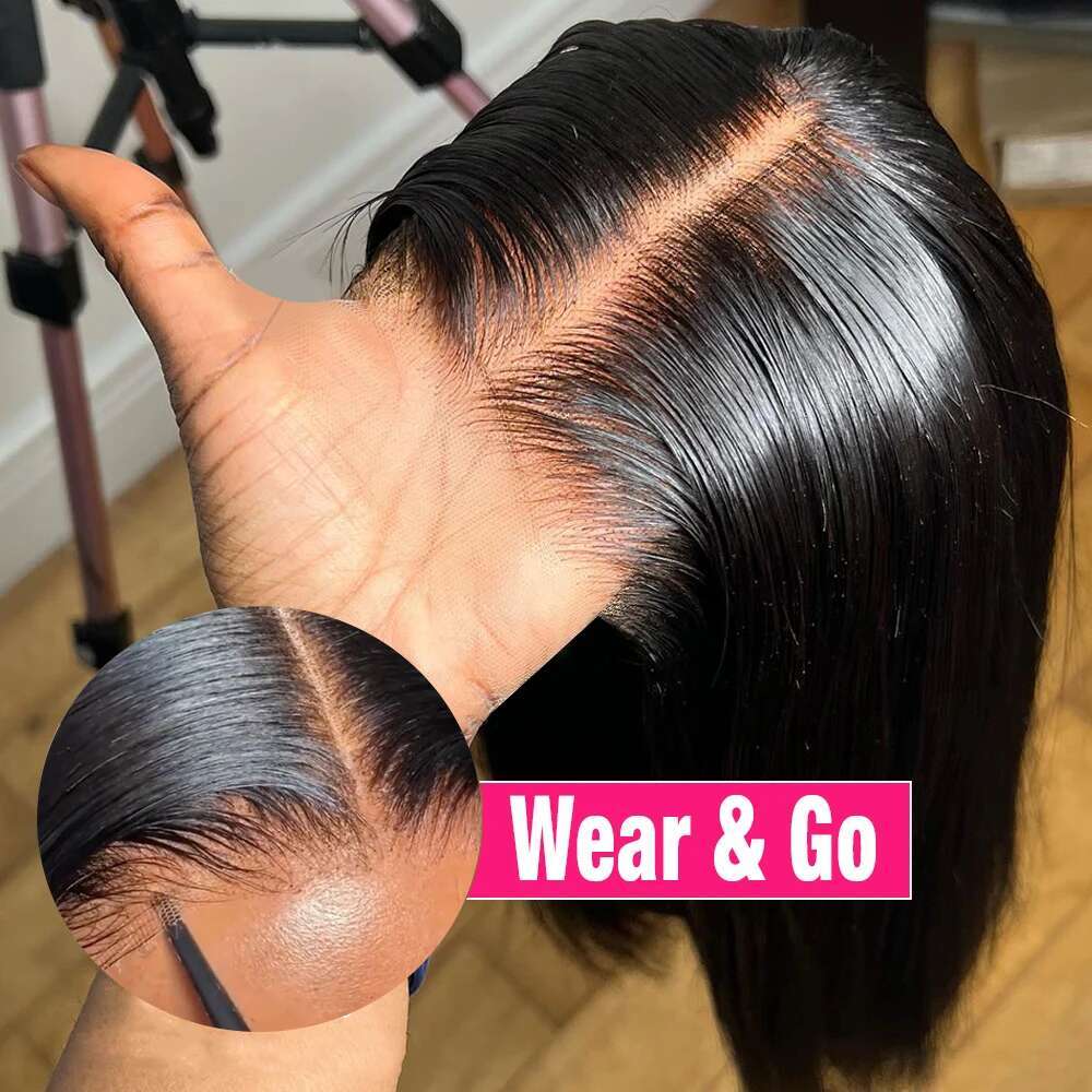Ready to Wear Go Glueless Wig Straight 13x6 HD Lace Frontal Wig Human Hair Bob Wig 6x4 Transparent HD Lace Front Closure Wig