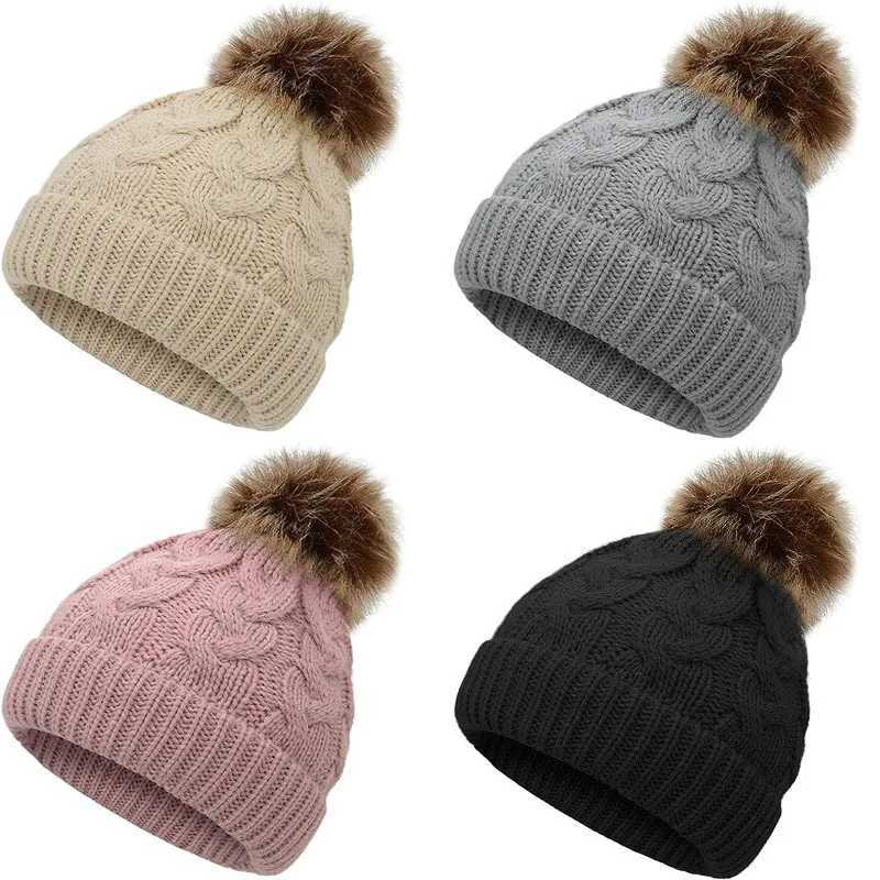 New Autumn Winter Baby Hats For Newborn Knitted Baby Dome Hat Warm Hat For Girls Boy Solid Color Versatile Baby Cap Mother Kids LX241018