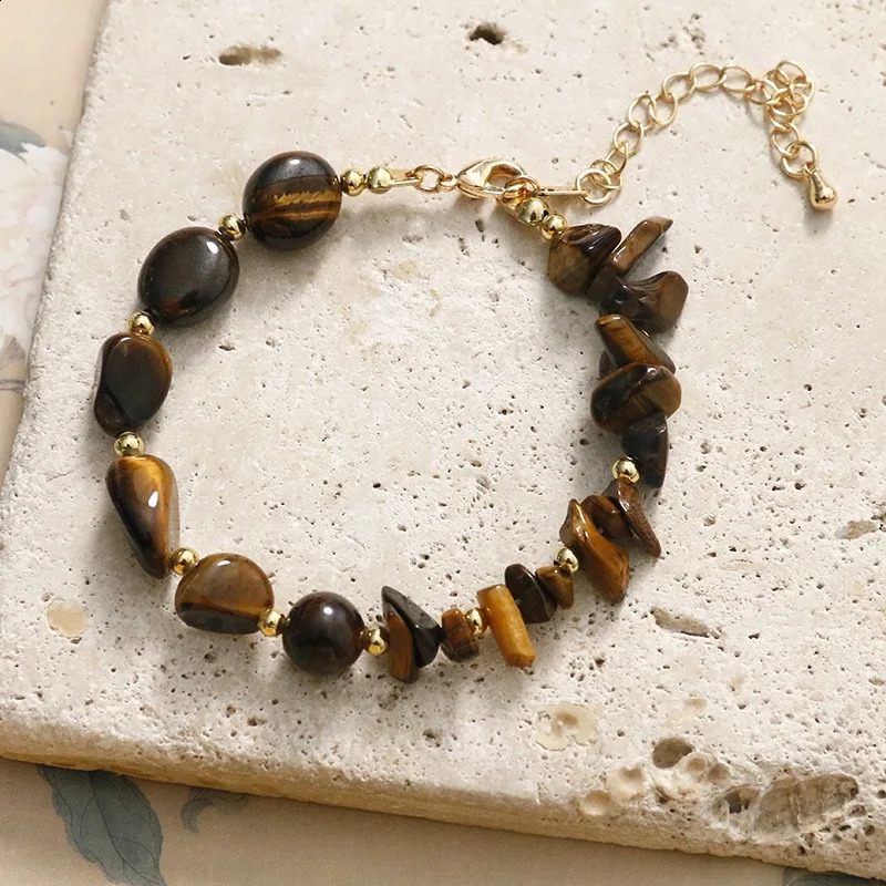 Natural Tiger Eye Stone Irregular Pearl Set Necklace Light yet Exquisite Retro Fashion Freshwater Pearl Bracelet Necklace 241018