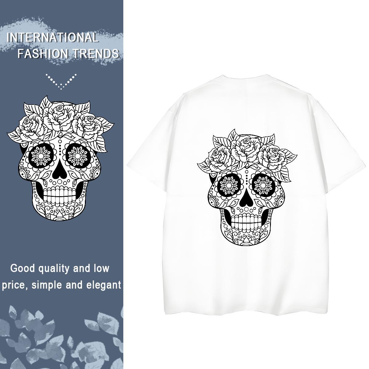 Fashion Woman T Shirts 230g Pure Cotton Crew Neck Spring Summer skull Couples T Shirts Designer Nice Cartoon Print Clothes