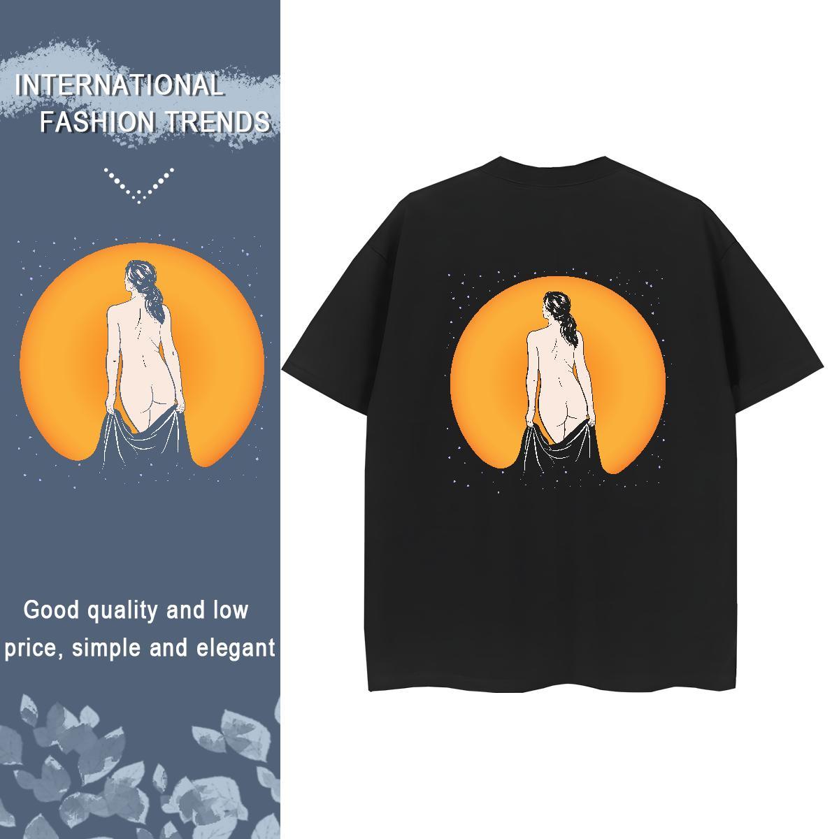 DIY Womens T Shirts 230g Cotton O Neck Short Sleeves Daily Outfit portrait Woman Tshirt Female Plus Size Custom Top Shirts