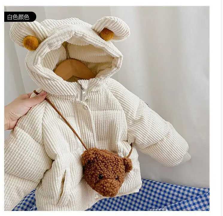 Girls long warm solid color lined jacket M241018