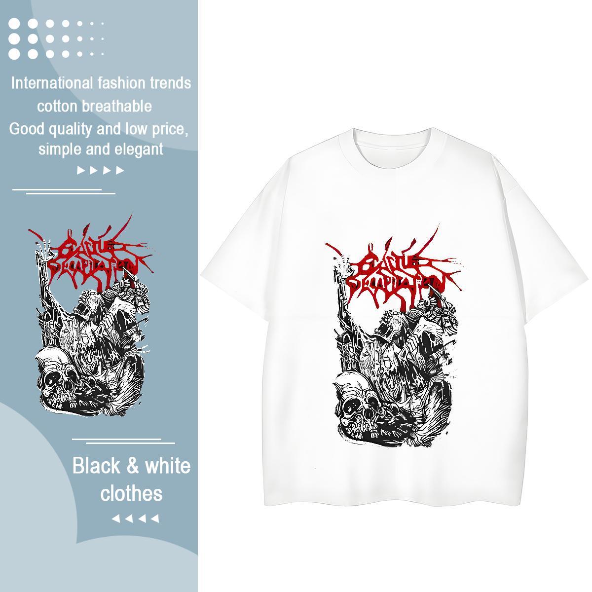 Classic T Shirt For Woman 230g 100% Cotton O Neck Short Sleeves Street skull Lady T shirt Designer Nice Anime Print Clothes