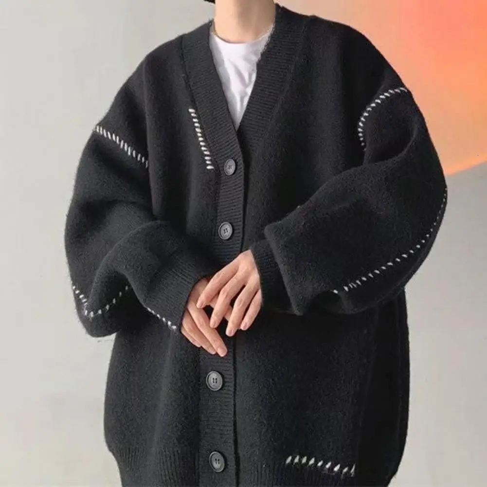 Stylish Men Coat Knitwear Sweater Solid Color Loose Oversized Autumn Thermal 241018