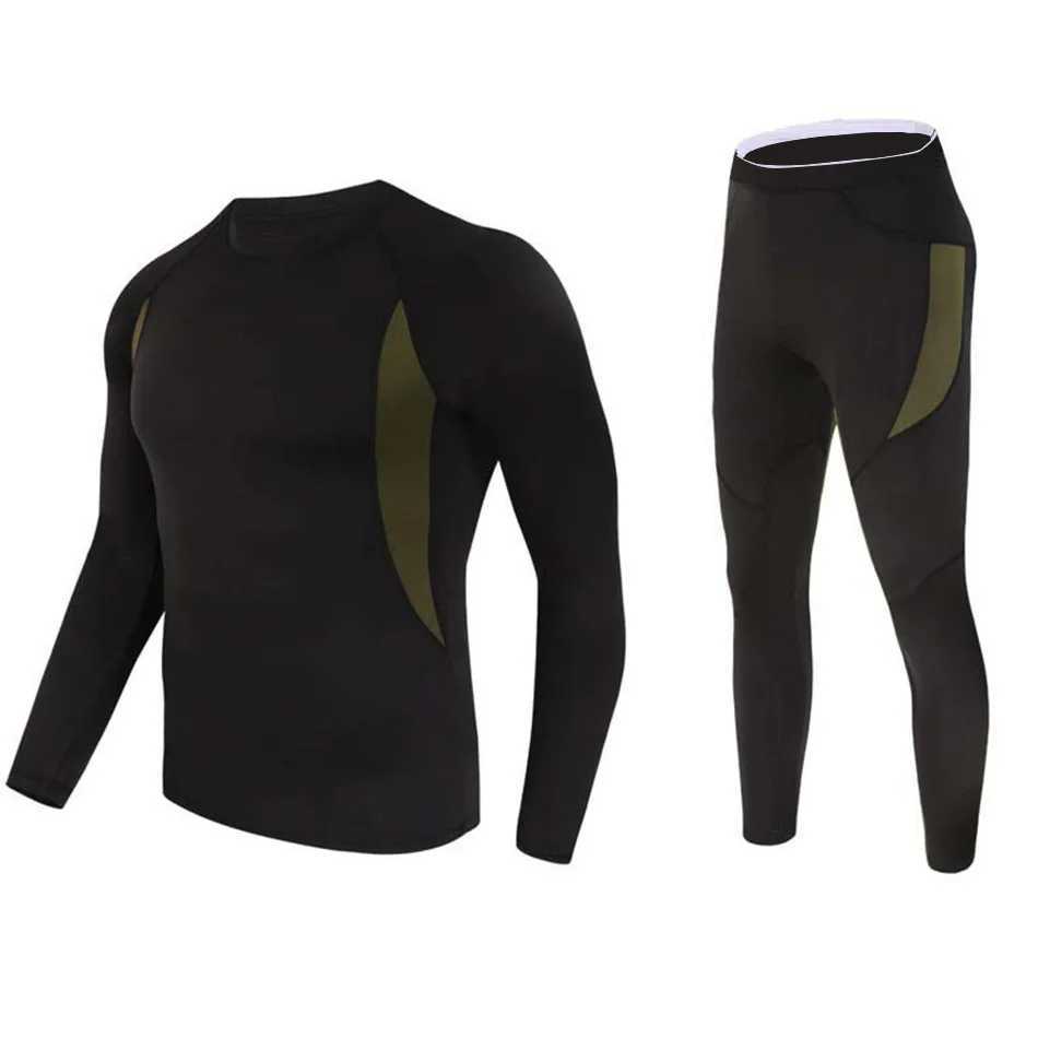 Mens Thermal Underwear 2pieceset tactical uniform winter hot underwear set outdoor quick drying tactical long compression fitness suit 2024 new mode Y