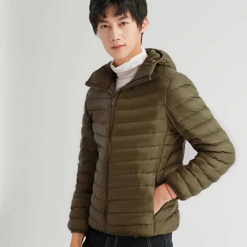 2024 New Autumn Winter Men Hooded Down Jacket Ultra Light White Duck Down Coat Parkas Male Loose Short Overisze Puffer Outwears LX241018