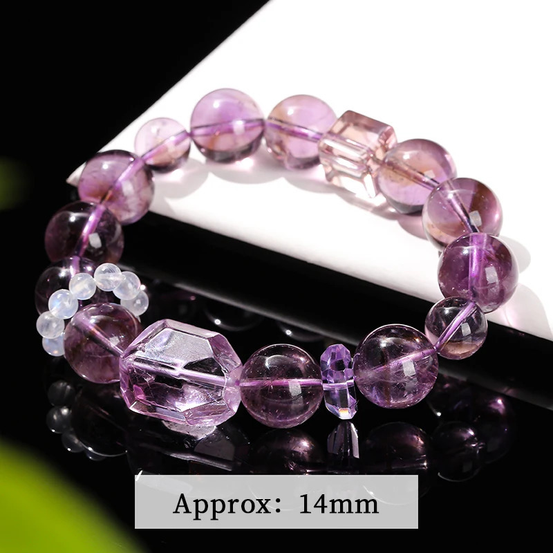 JD Natural Ice Purple Crystal Large Beads Facial Irregular Stone Treatment Bracelet for Women Elegant Handmade Spiritual Crystal Jewelry for Women 241