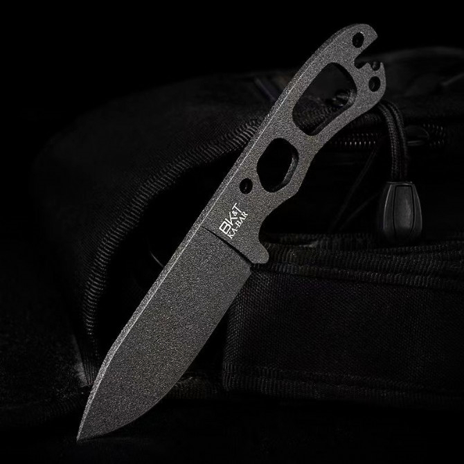 BK11 Survival Straight Knife Carbon Steel Black Frosted Drop Point Blade Full Tang Steel Handle Outdoor Camping Hiking Fixed Blade Tactical Knives with Kydex