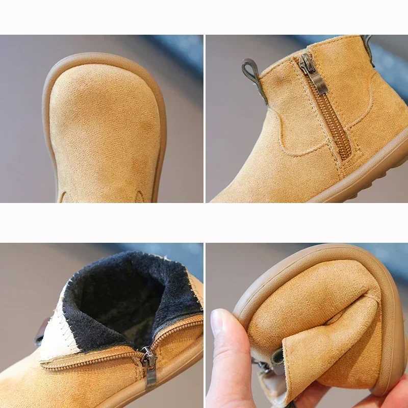 Boots Autumn and Winter Baby Boys and Girls Boots Oxford Suede Childrens Casual Shoes Outdoor Non slip Baby Shoes Plush Childrens Ankle Boots H241018