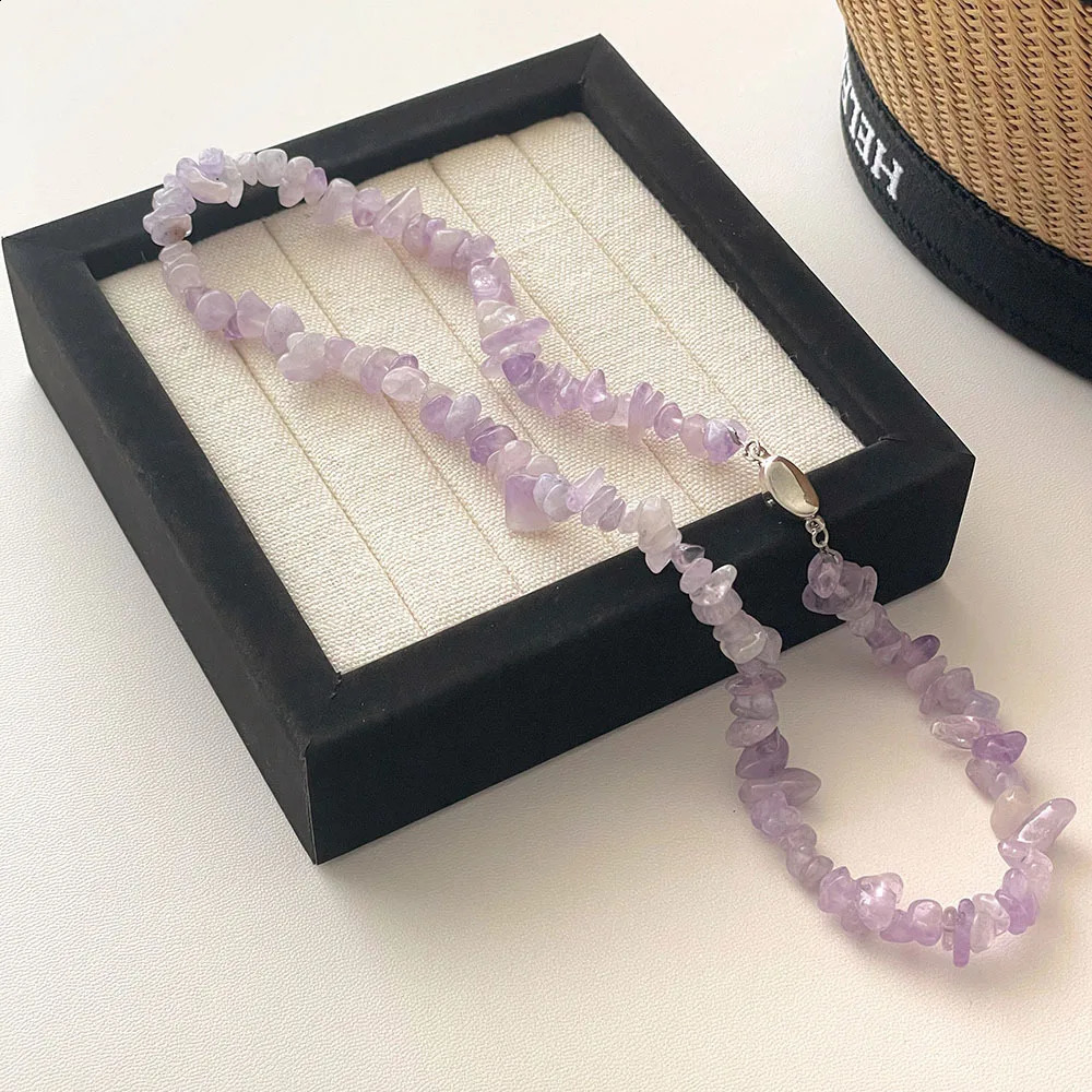 Irregular colored natural stone bead necklace accessories 241018