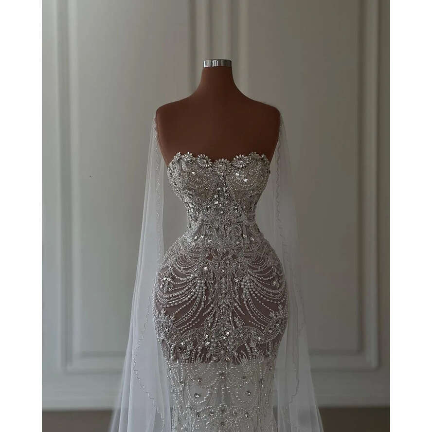 Dresses Exquisite Mermaid Wedding Sleeveless Bateau Appliques Sequins D Lace Dias Hollow Beaded Shiny Or Length Bridal Gowns Custom Made Abiti Da Spos