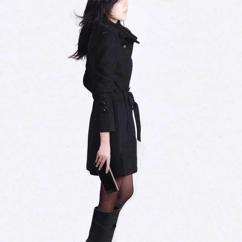 2024 Autumn And Winter Fashion Slim Waist Large Size Woolen Coat Long Woolen Coat Windbreaker Jacket Female Tie W665X241009