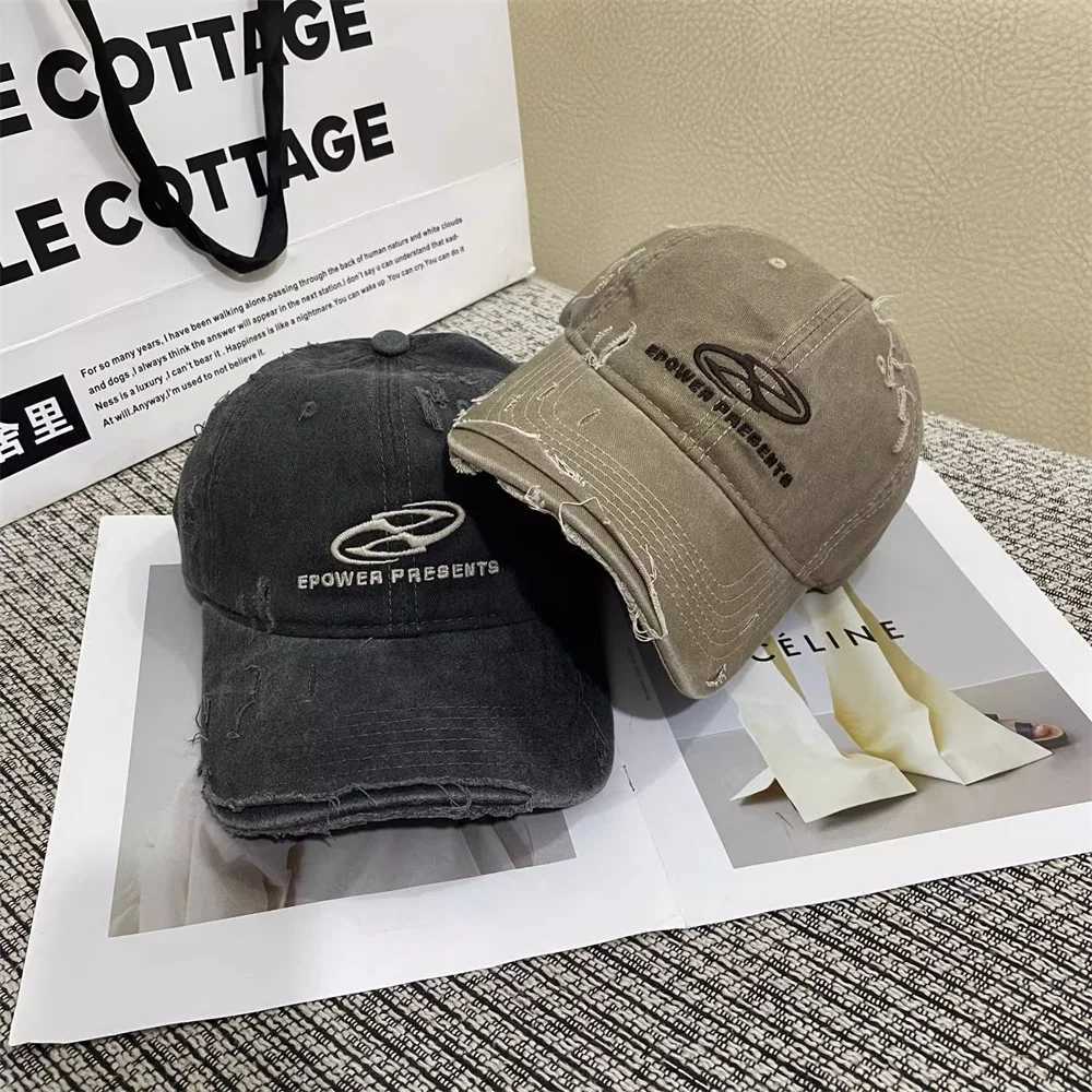 Korean Version Letter Embroidery Baseball Hat For Unisex Wash Soft Top Trend Dilapidated Sunshade Outdoor Versatile Peaked CapX241018