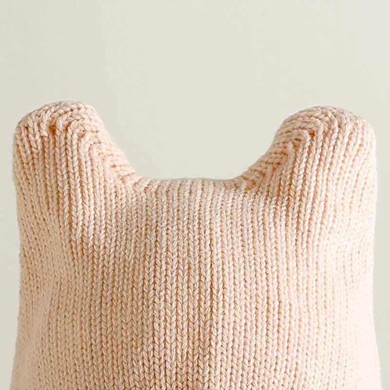 Cute Baby Knitted Hat Autumn Winter Warm Infant Ear Protection Cap Solid Color Cat Ears Kids Boy Girl Crochet Woolen Hat LX241018