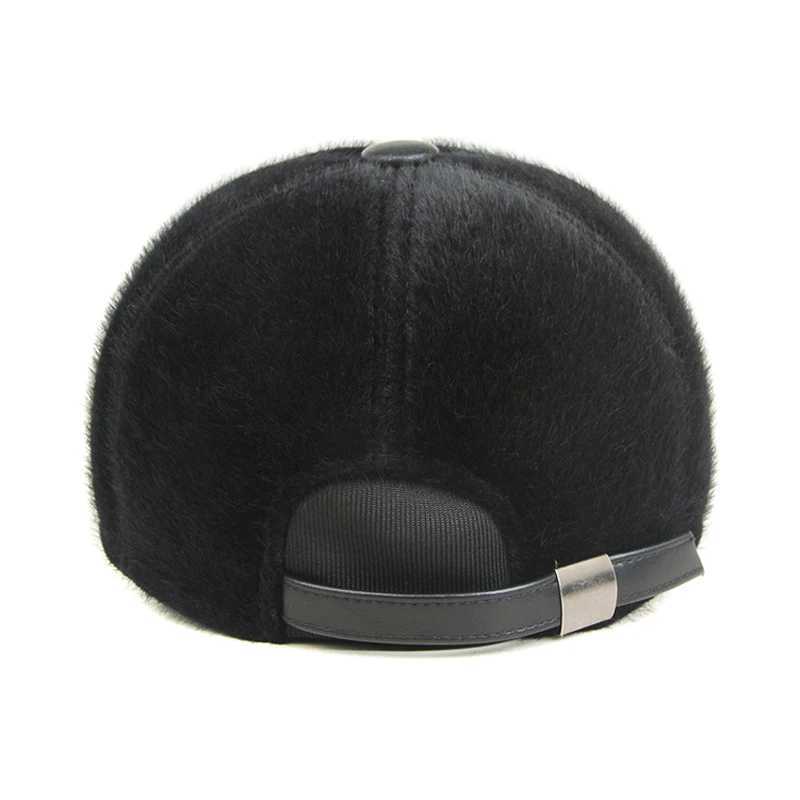 Fashion Men Newly outdoor Faux fur Baseball Cap With Earmuff Plus velvet Warm Winter Hats Middle-aged Thickened Snapback HatX241018