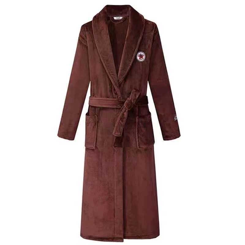 Winter Plus Size 4XL Long Robe Couples Thick Flannel Sleepwear Kimono Bathrobe Gown Mens Womens Coral Fleece Loose NightwearXJ241018