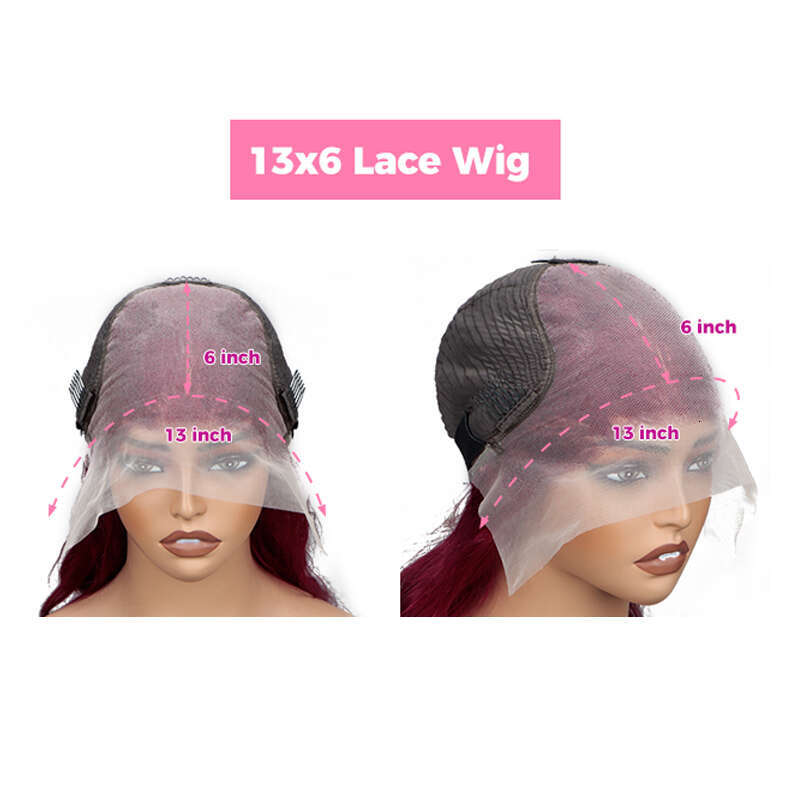13x6 HD Transparent Body Wave 99j burgundy Lace Frontal Human Hair Wig 30 Inch 200 Density Lace Front Wig PrePlucked For Women